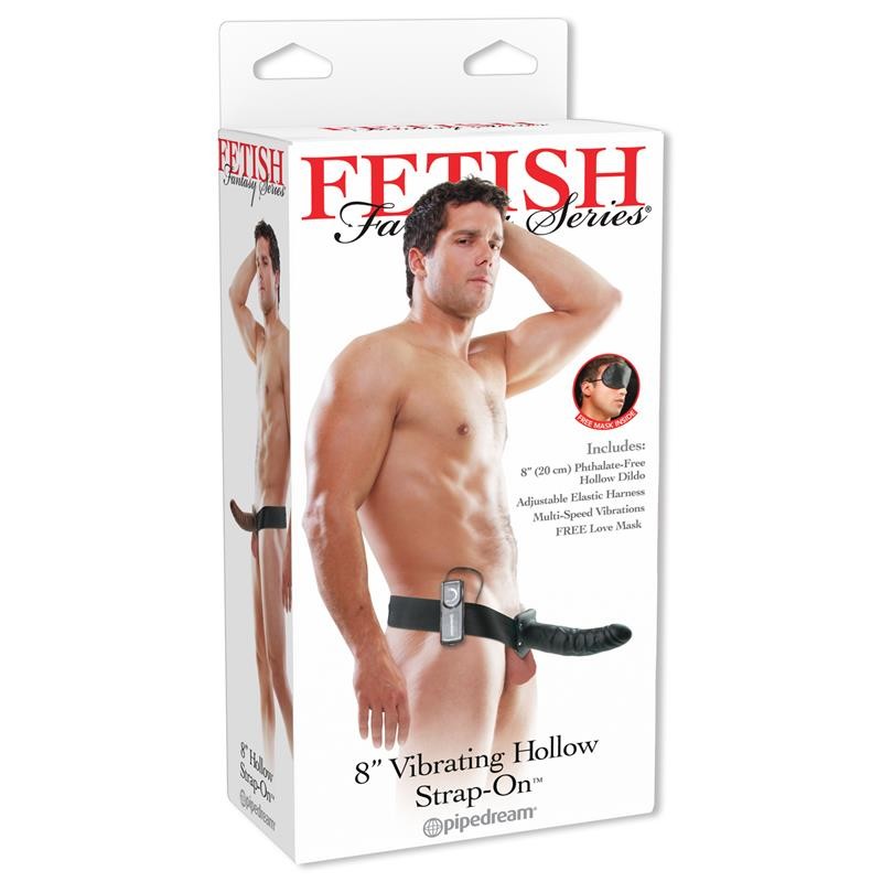 Fetish Fantasy Series 20 cm Vibrating Hollow Strap On Black