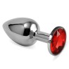 Butt Plug Silver Rosebud Classic with Red Jewel Size S