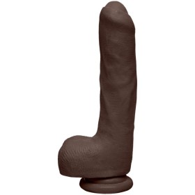 Dual Density Dildo Uncut D with Testicles 9 Ultraskyn Chocolate