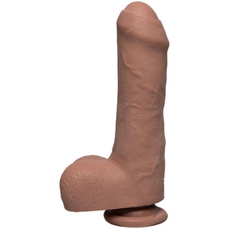 Dual Density Dildo Uncut D with Testicles 7 Ultraskyn Caramel