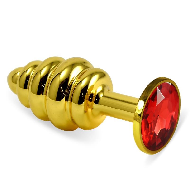 Spiral Butt Plug Rosebud with Red Jewel