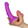 Double Dildo 125 Liquid Silicone Flesh and Purple