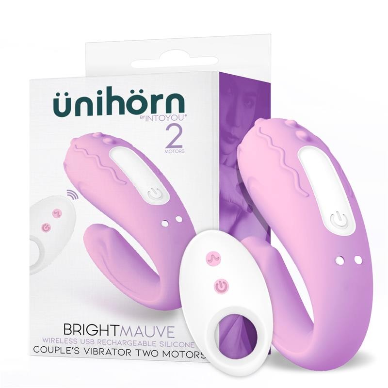 Brightmauve Couples Vibrator Two Motors Remote Control USB Silicone