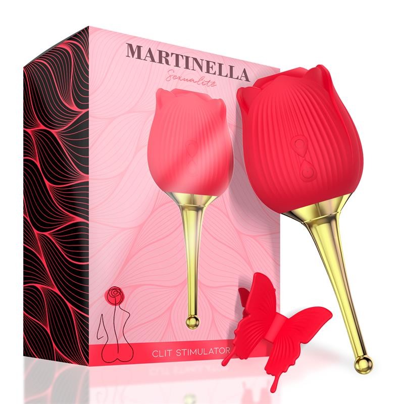 Martinella Clitoris Stimulator with Point Vibrator Hot Red