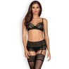 Contica 3 Piece Set with Garter Belt Black