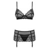 Contica 3 Piece Set with Garter Belt Black