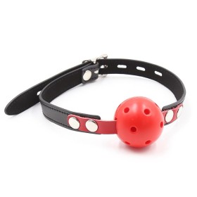 Ball Gag Breathable Black Red