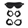 Rimba Bondage Play Handcuffs Foot Cuffs and Mask Black