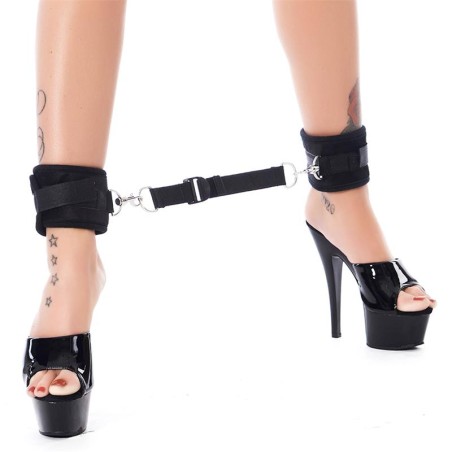 Rimba Bondage Play Ankle Cuffs with Adjustable Spreader Strap Adjustable Black