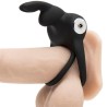 Cock Ring with Rabbit for Couples USB Black