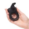 Cock Ring with Rabbit for Couples USB Black