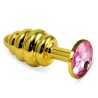 Spiral Butt Plug Rosebud with Pink Jewel