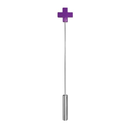 Shots Ouch Whips and Paddles Leather Cross Tipped Crop Purple