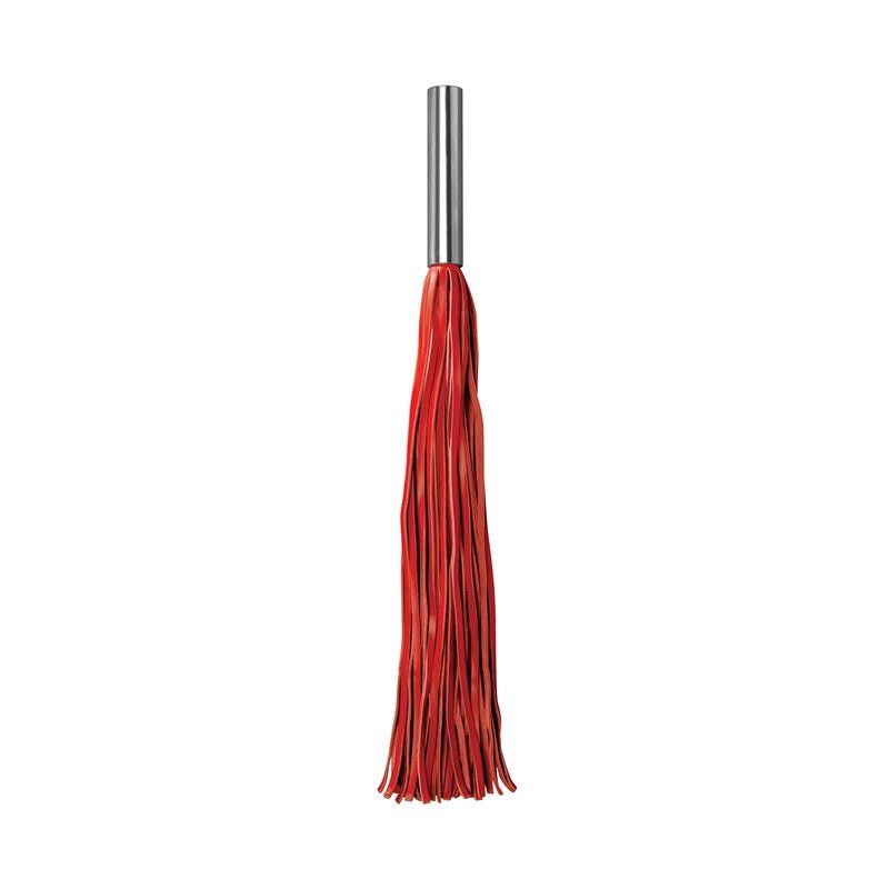 Shots Ouch Whips and Paddles Leather Flogger Metal Long Red