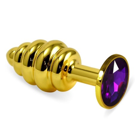 Spiral Butt Plug Rosebud with Purple Jewel